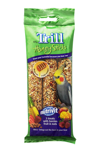 Trill Honey Sticks For Cockatiels 3 Sticks With Berries Fruit Nut 105G